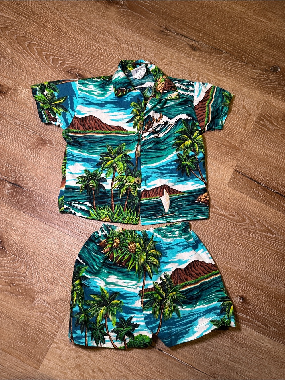 Hawaii Tropical Palm Print Vacation Set - Baby Boy 18 Months